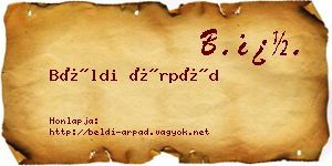 Béldi Árpád névjegykártya