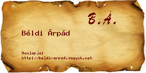 Béldi Árpád névjegykártya